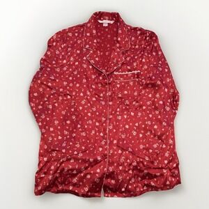 Victoria's Secret Women's Red Floral Pj Set‎ Medium VTG Romantic Satin Softgirl